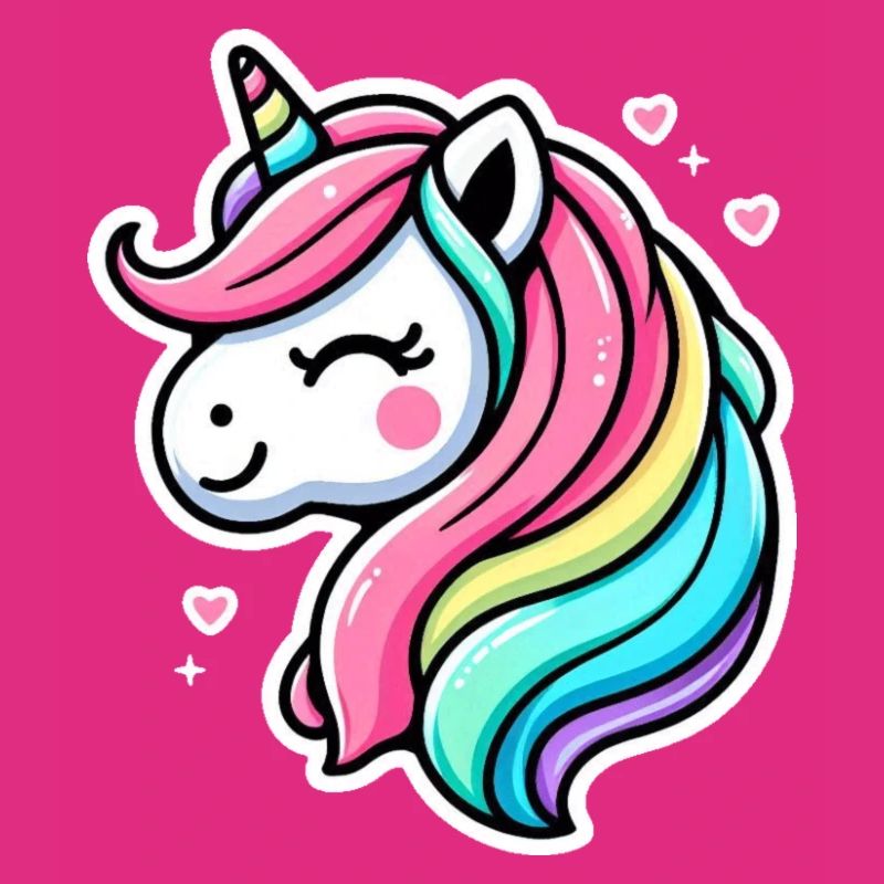 Einhorn Comic Regenbogen Herzen