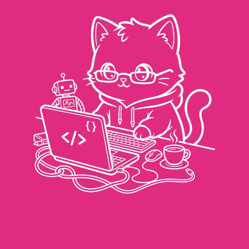 Coder Kawaii Katze Programmierer