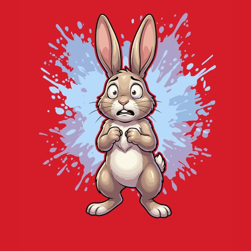 Distraught rabbit with paint splash