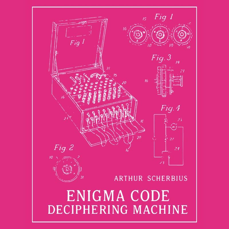 Enigma Code Deciphering Machine Illustration