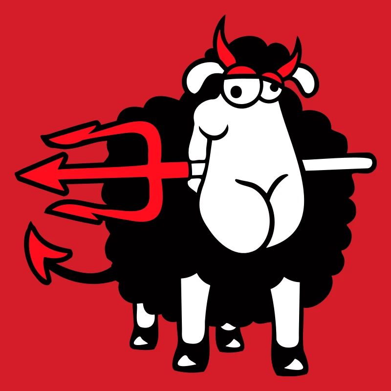 Mouton Diable Satan Enfer Mal Trident Cornes Cool