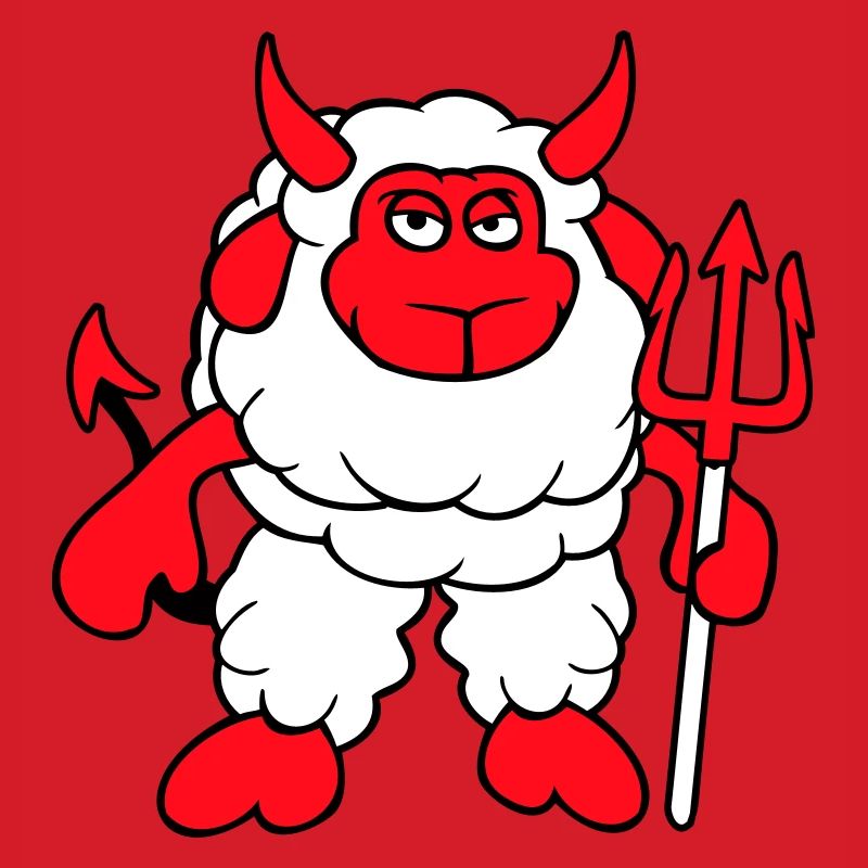 Mouton Diable Satan Enfer Mal Trident Cornes Cool