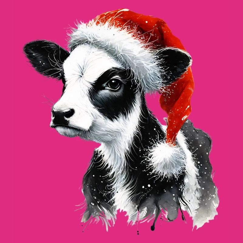 Weihnachtskalb mit Nikolausmütze