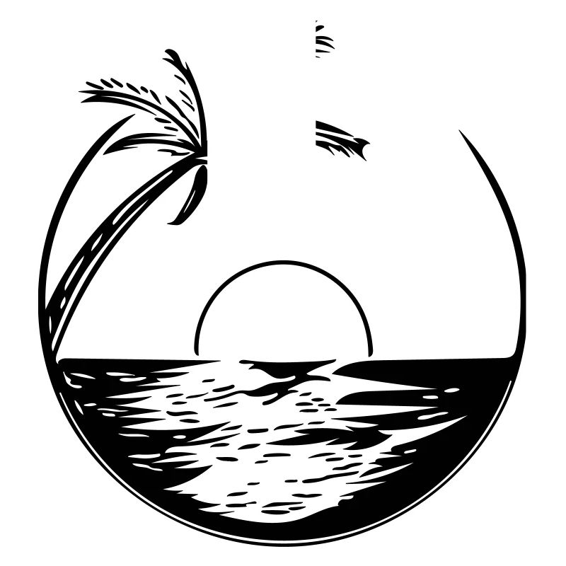 Coucher de soleil avec palme - Vector Style
