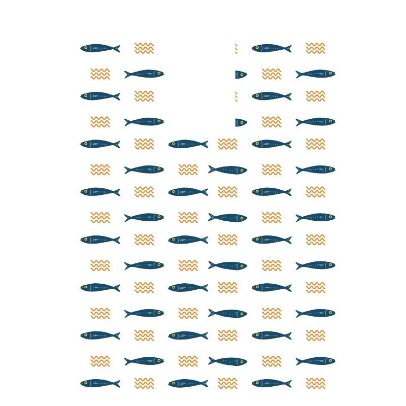 Minimalist Sardines and Waves Pattern for Summer