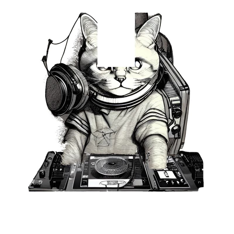 DJ cat avec table de mixage