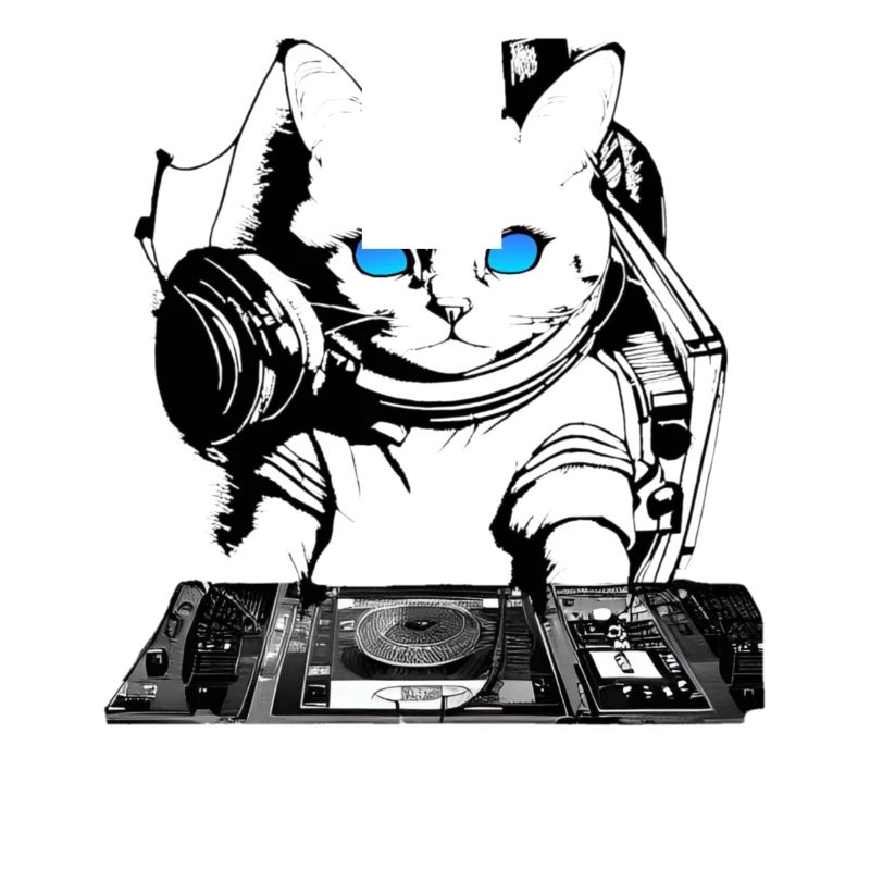 DJ Katze mit Mischpult