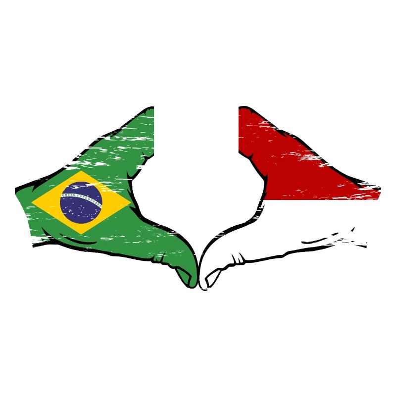 Brésil Monaco Drapeau Forme de Main Forme Coeur Utilisé