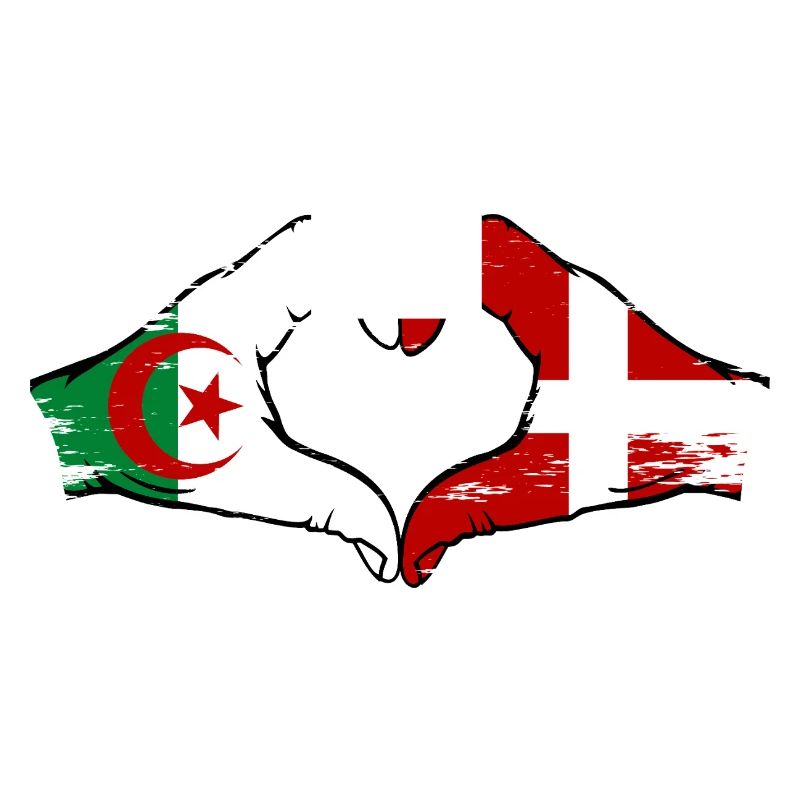 Algerien Dänemark Flagge Hände Herzform used