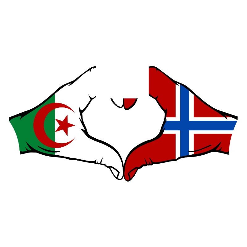 Algeria Norway Flag Hands Heart Shape