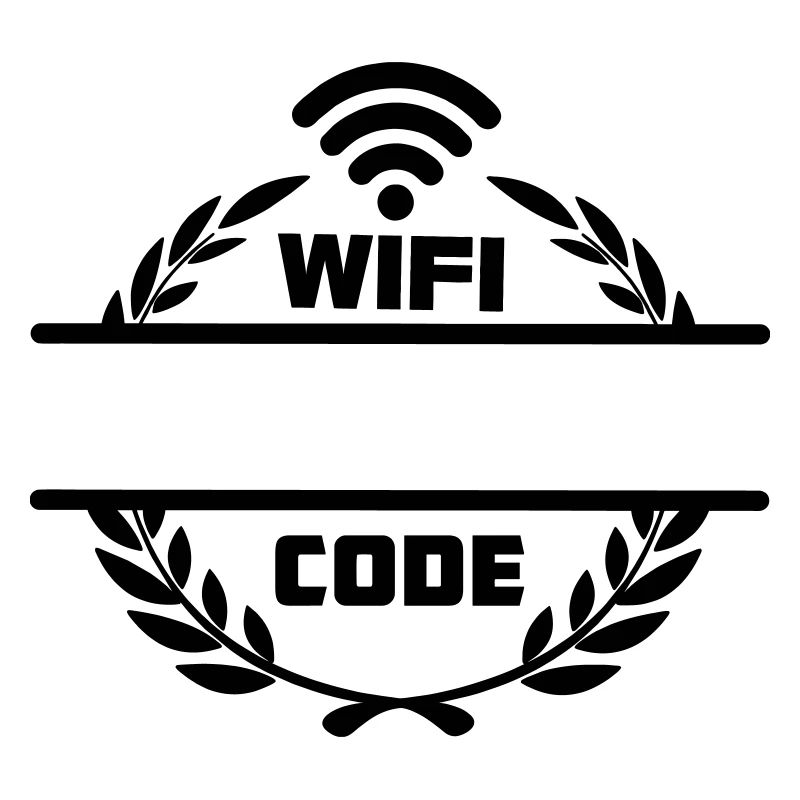 Code wifi dans une couronne de laurier avec barre de texte vierge