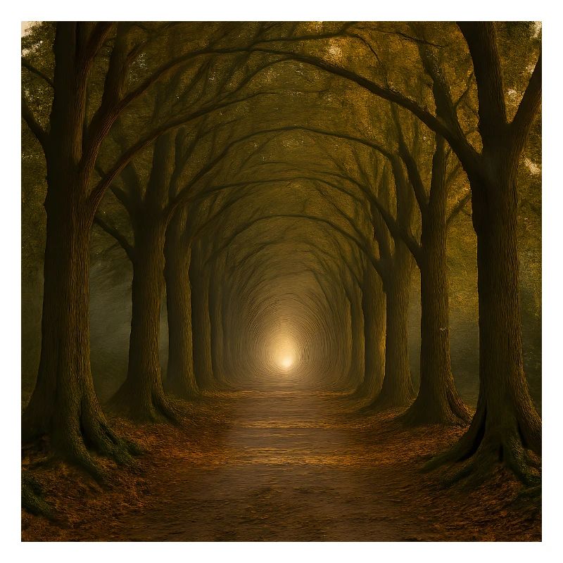 Mystical tree path in the autumn light