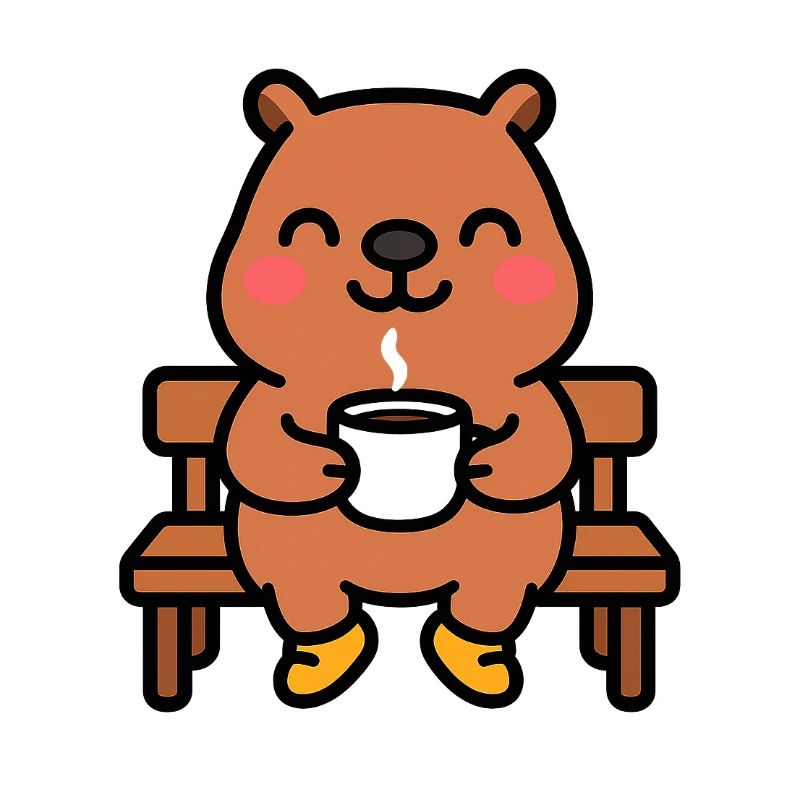 Capybara auf einer Kaffeebank