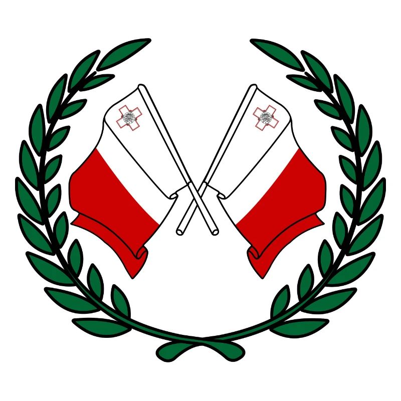 Flags Malta in laurel wreath