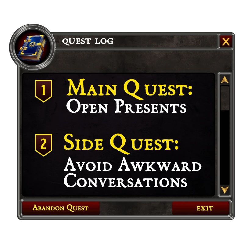 Main Quest Open Presents Side Quest Avoid