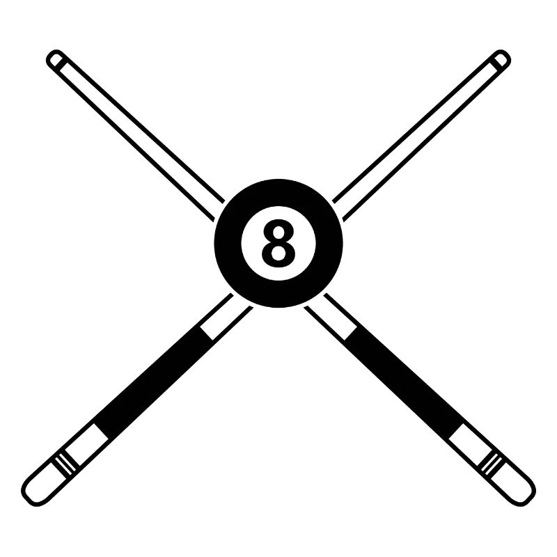 Queue de huit billes croisées avec des bâtons de billard