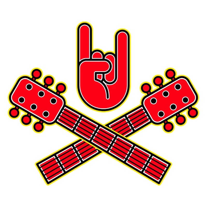 Guitares croisées avec emblème de la main rock