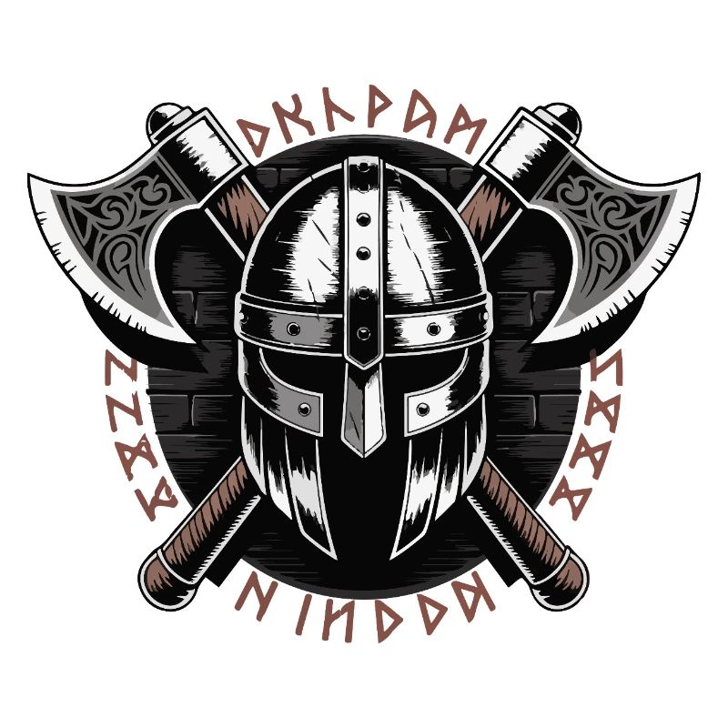 Viking Warrior Shield and Axe Emblem
