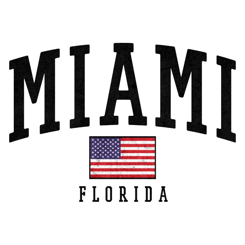 Miami Flag Distressed Typography Florida