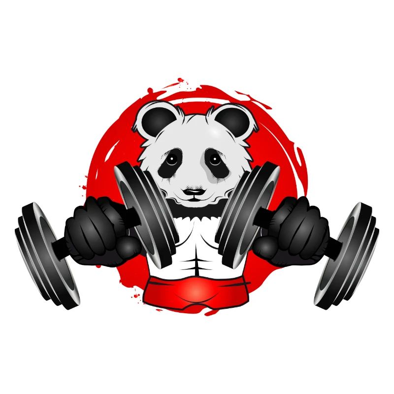 Bodybuilder Panda Bear avec haltère en Gym Patch