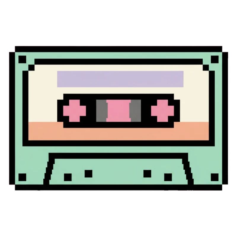 Retro 8 Bit Pixel Art Cassette