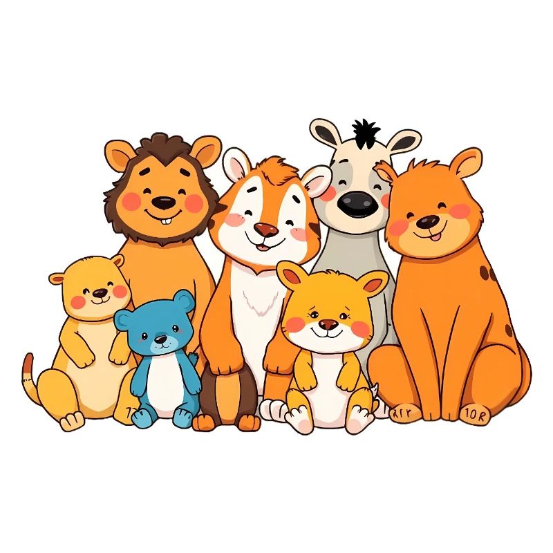 Verspielte Tierfamilie Comic Design