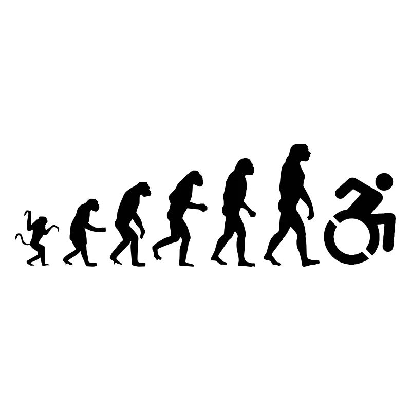 Evolution des Rollstuhls, der Rolle, des Humors *