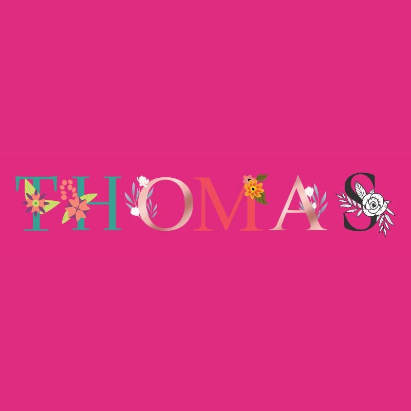 THOMAS ART DU NOM AVEC FLEURS BRODÉES