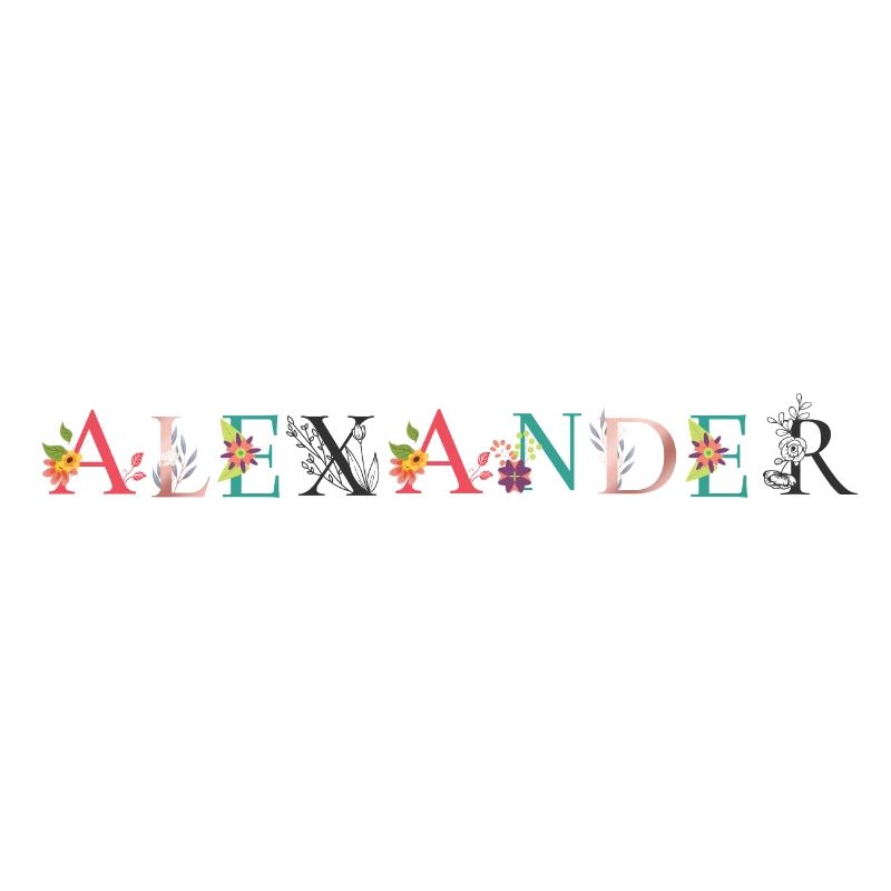 ALEXANDER Nom Art avec fleurs brodées