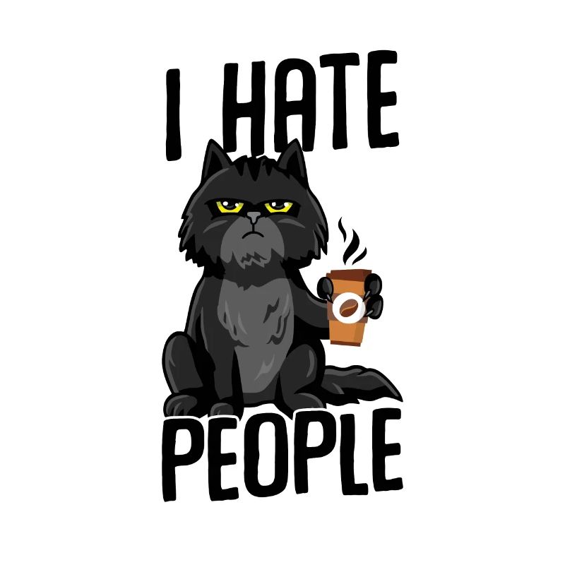 Cat I hate people WHITE