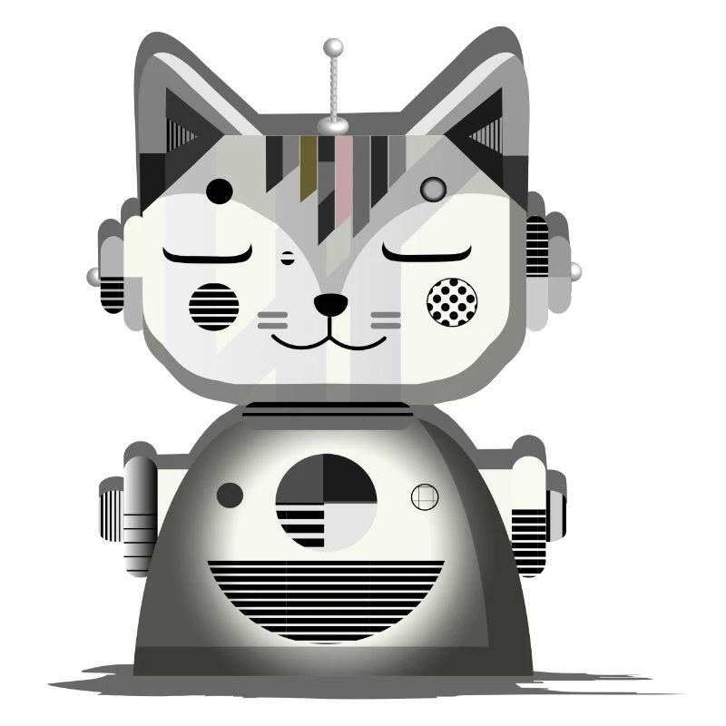 Geometric Robot Cat – Creative Illustration