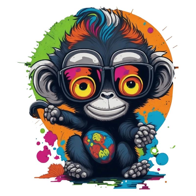 Neon Spectacled Monkey Splash - Monkey - Monkey