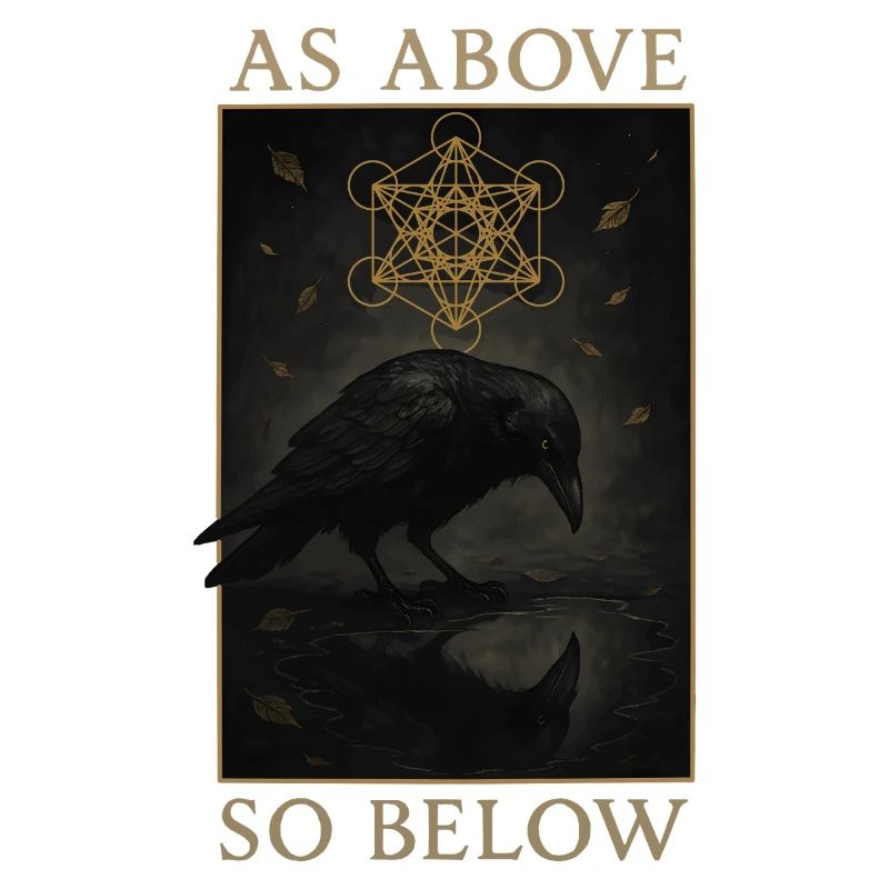 As Above So Below Raven Metatron's Cube Art