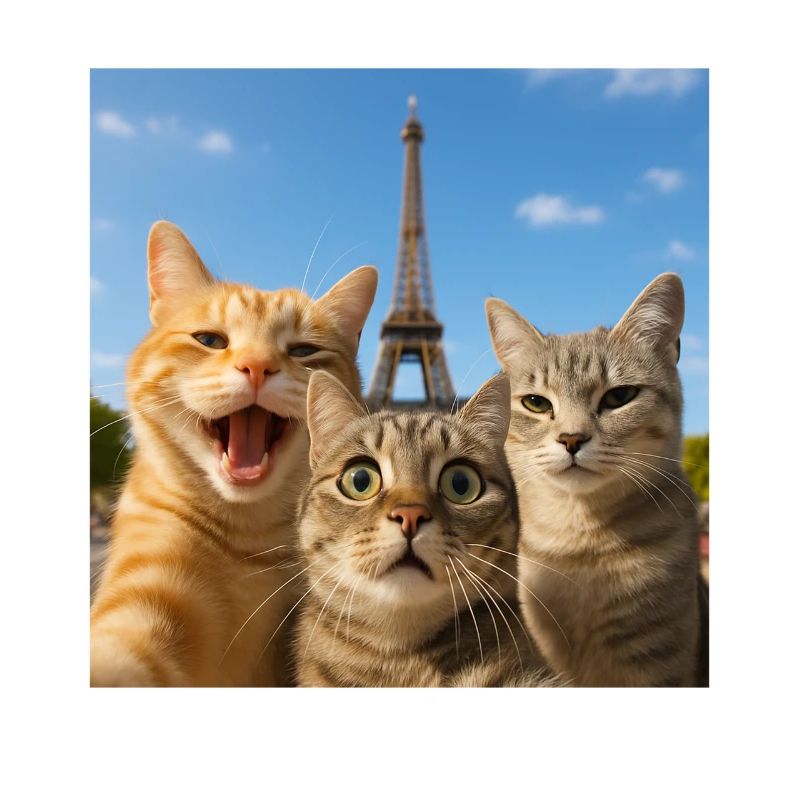 Selfie de chats à Paris Tour Eiffel Chat Selfie Cadeau