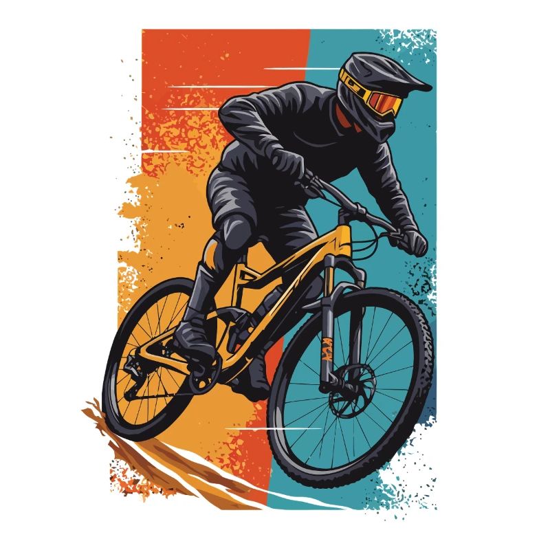 Dynamischer Mountainbiker im Action-Design