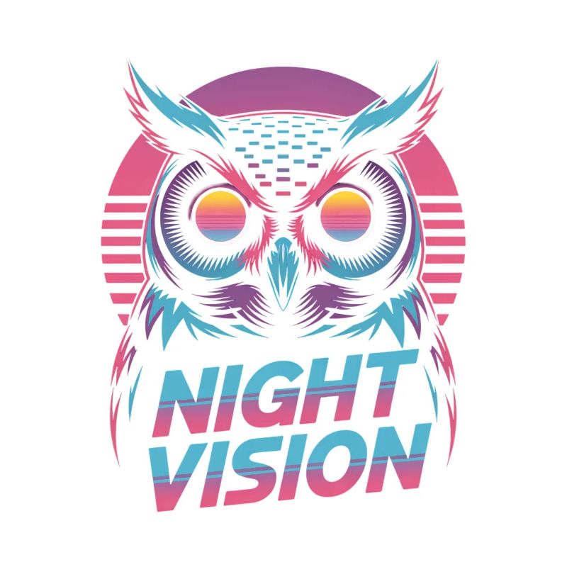 Night Vision Owl Retro Synthwave Night