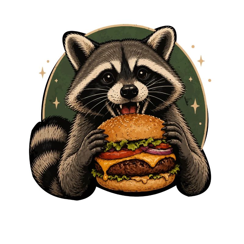 Waschbär mit Burger