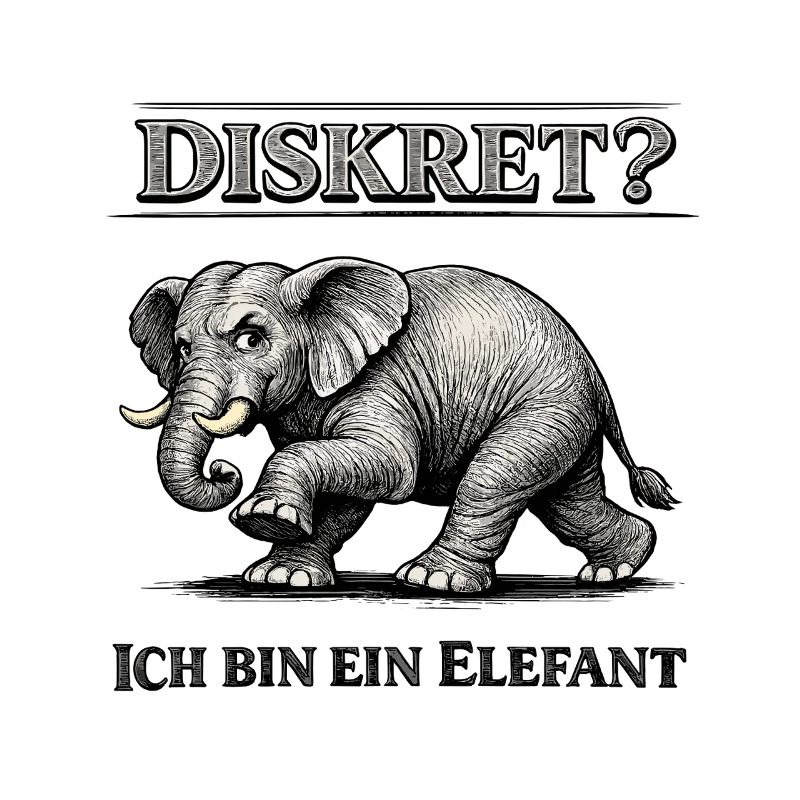 Diskret? Ich bin ein Elefant Humor Spruch