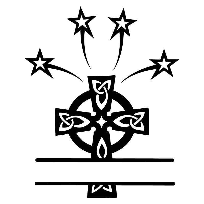 Celtic cross monogram with four stars