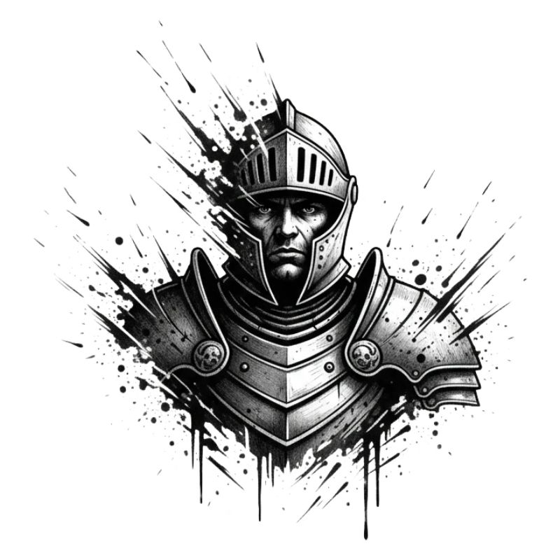 Chevalier d’acier dans le style des éclaboussures