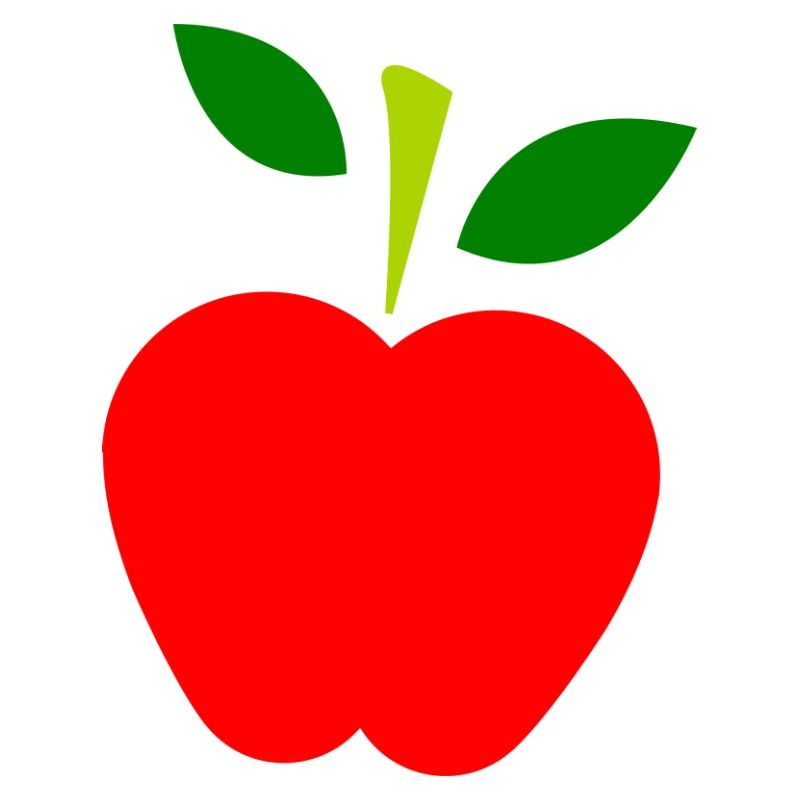 Minimalistischer roter Apfel mit Blättern