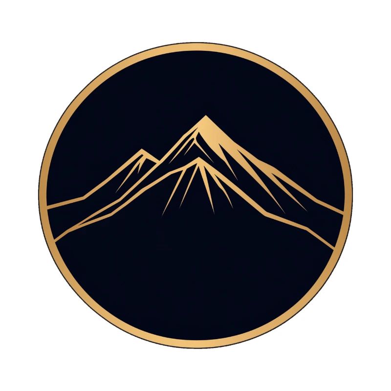 Hiker, Mountain Walk, Round Logo