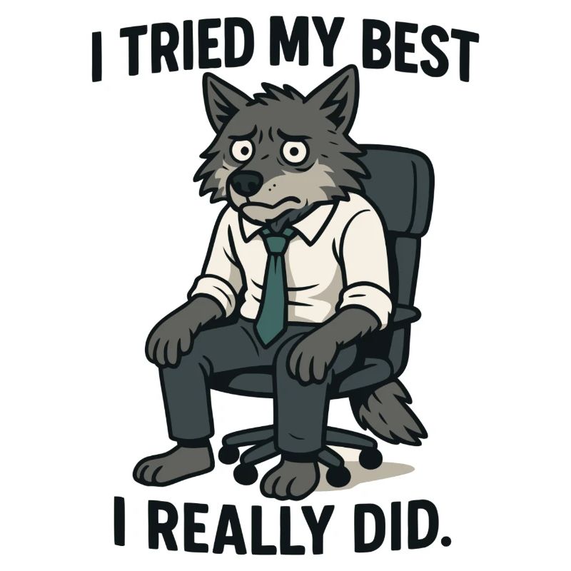 Office wolf with tie