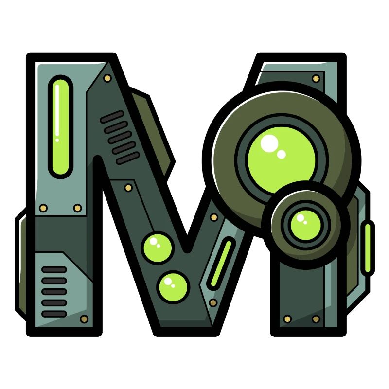 Buchstabe M Geschenk Name Roboter Technik nerd