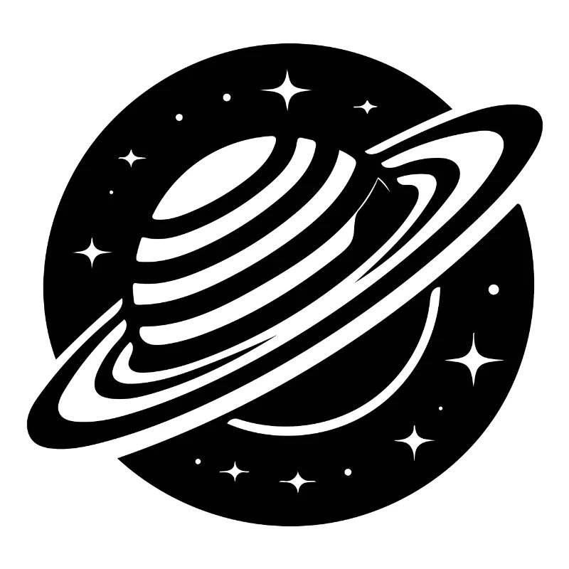 Planète spatiale Saturne avec système d’anneaux et étoiles