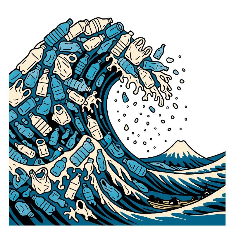 Wave Kanagawa trash vector