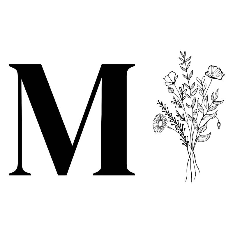Lette m fleurs minimalistes