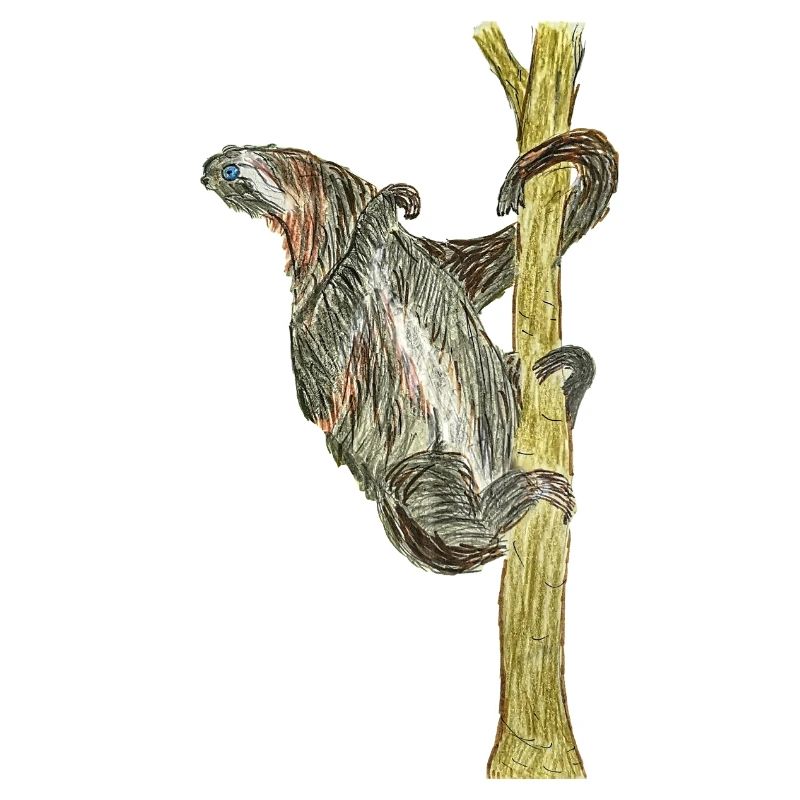 Monkey artwork on tree