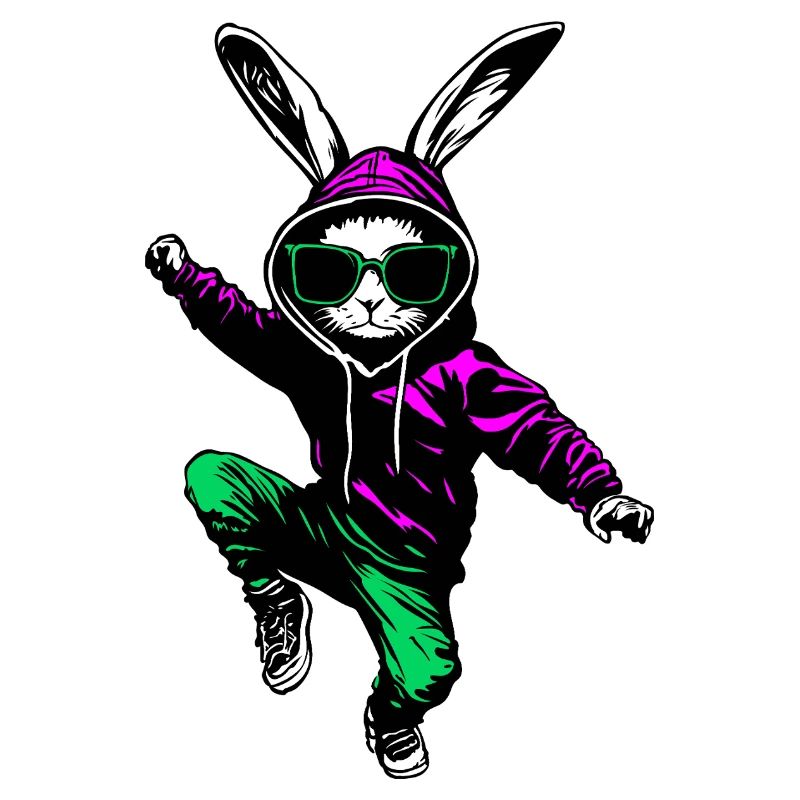 Cool bunny Easter bunny in jogger with sunglasses