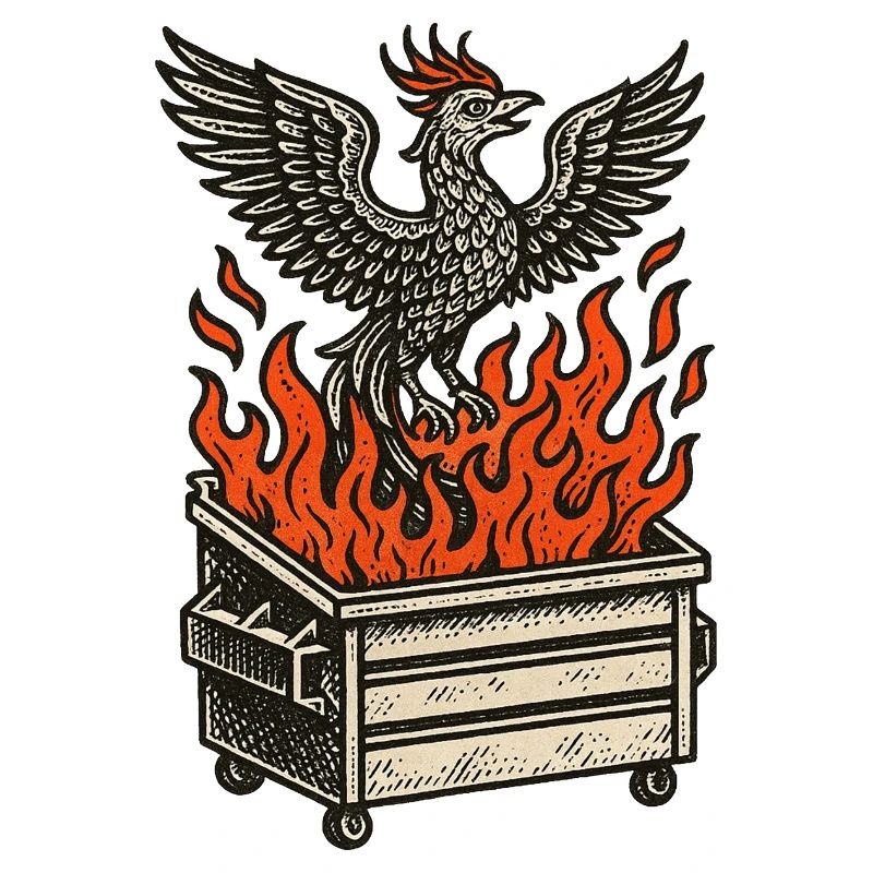Phoenix Rising From Fire Dumpster